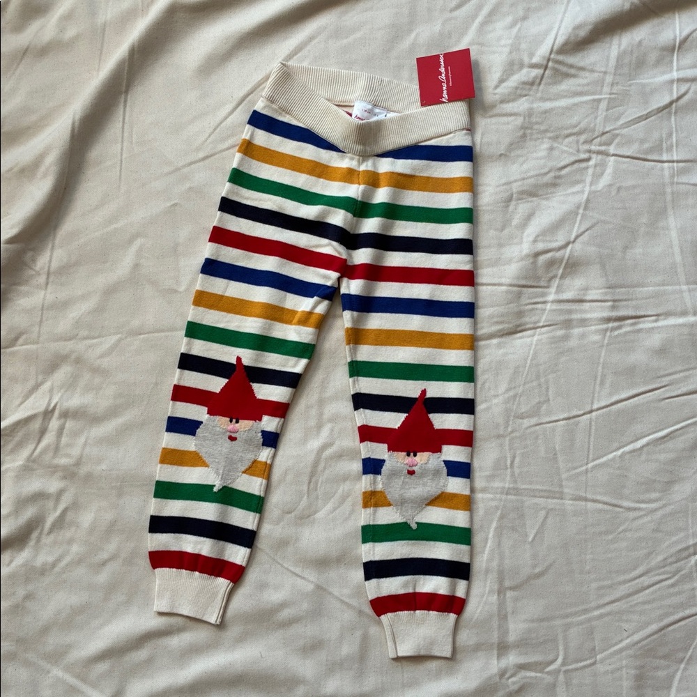 Hanna Andersson Multicolor Striped Leggings Santa Christmas gnome 5T